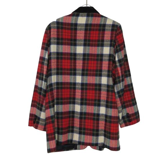 90s White Stag Vintage Black & Red Plaid Wool Blazer Jacket Extra Large - Picture 2 of 4